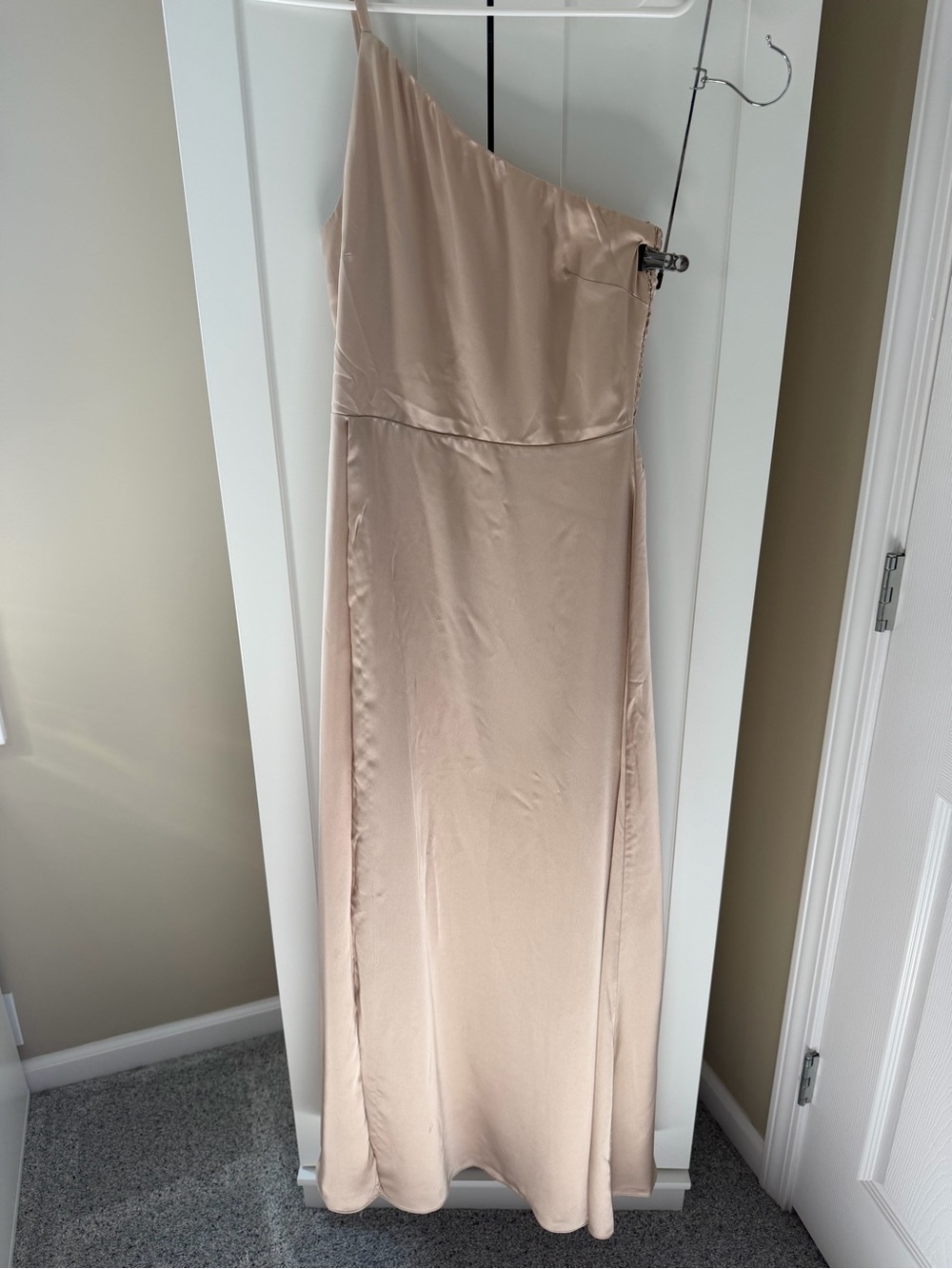 Show Me Your MuMu One-Shoulder Champagne Satin Luxe Bridesmaids Dress